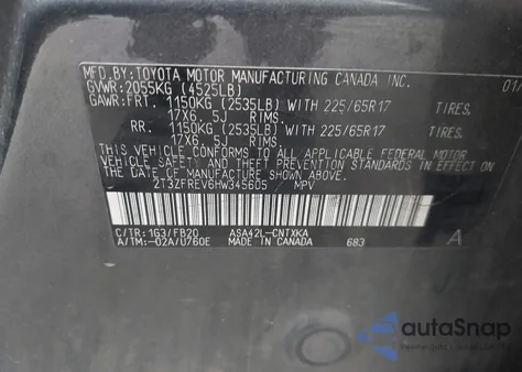 2017 Toyota Rav4 Le from USA, damaged, VIN 2T3ZFREV6HW345605